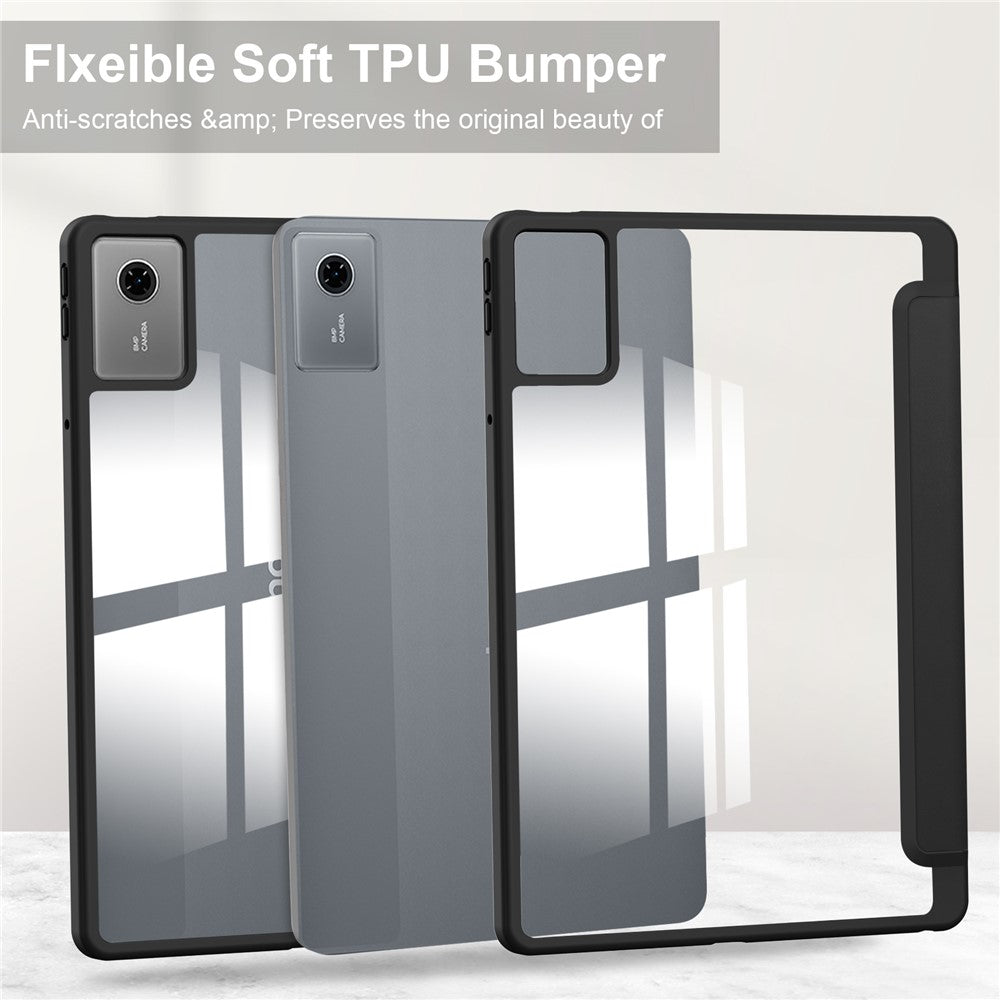 For-Lenovo-Idea-Tab-/-Xiaoxin-Pad-11-2025-Case-Clear-Acrylic-Leather-Tablet-Cover-Support-Auto-Sleep-/-Wake-Black