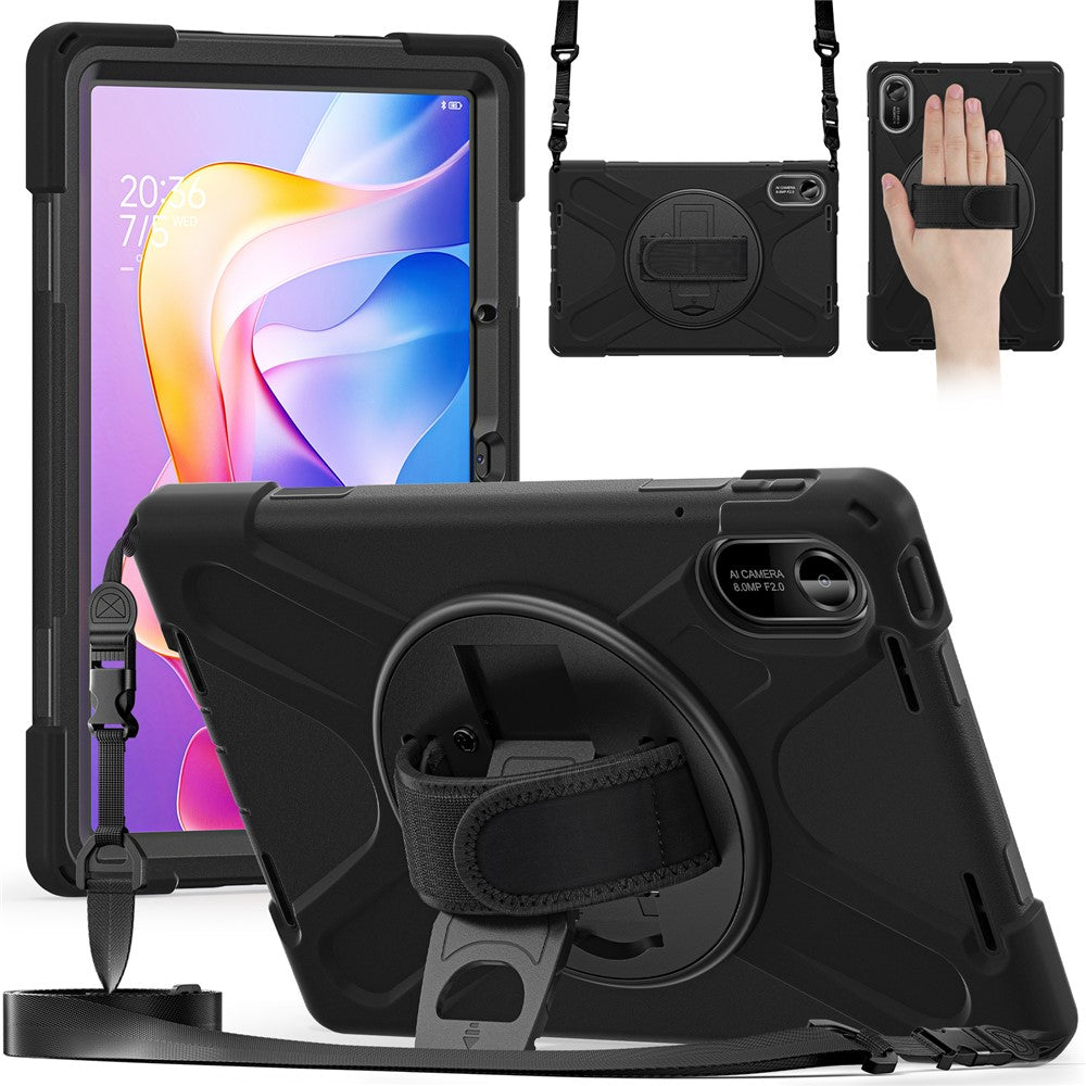 For-Xiaomi-Redmi-Pad-2-Kickstand-Case-TPU-PC-Silicone-Tablet-Cover-with-Shoulder-Strap-Black