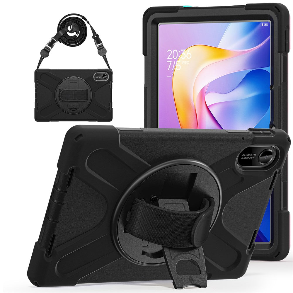 For-Xiaomi-Redmi-Pad-2-Kickstand-Case-TPU-PC-Silicone-Tablet-Cover-with-Shoulder-Strap-Black