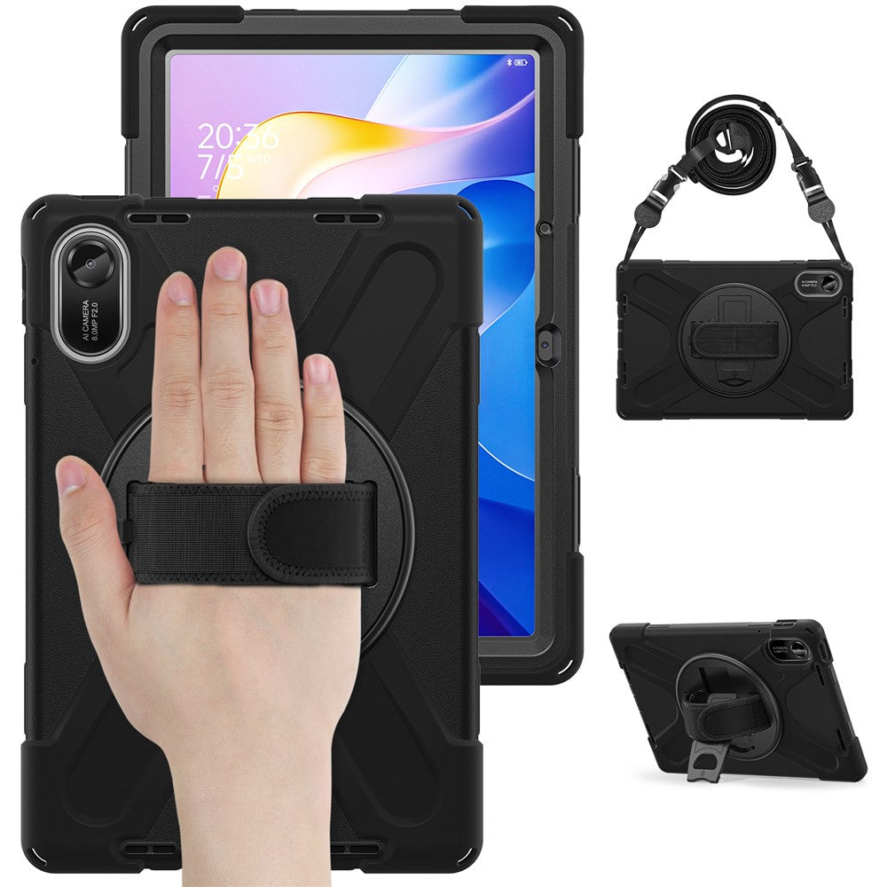 For-Xiaomi-Redmi-Pad-2-Kickstand-Case-TPU-PC-Silicone-Tablet-Cover-with-Shoulder-Strap-Black