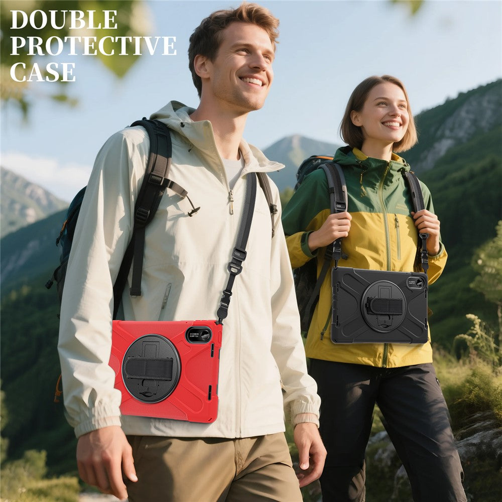 For-Xiaomi-Redmi-Pad-2-Kickstand-Case-TPU-PC-Silicone-Tablet-Cover-with-Shoulder-Strap-Black