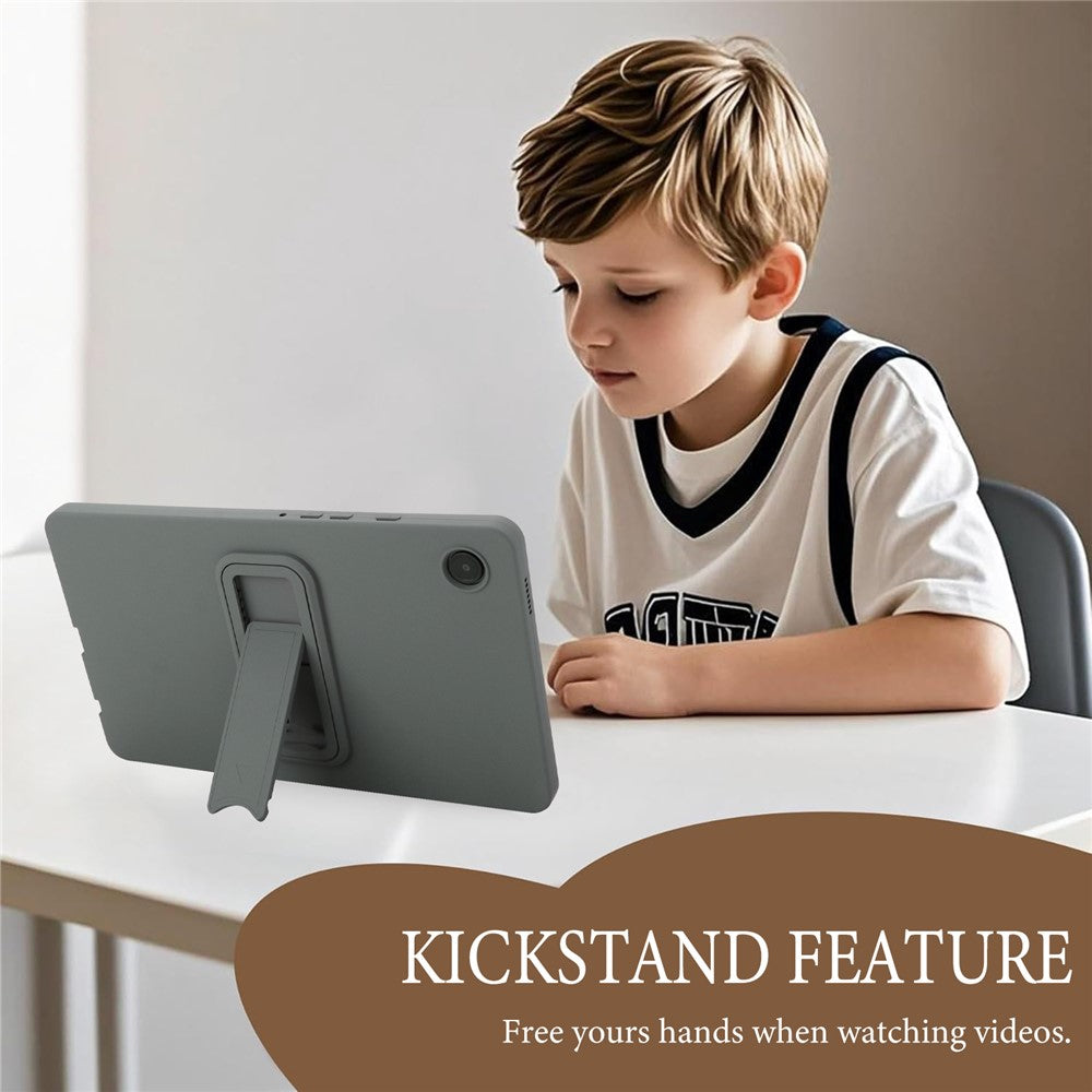 For-Samsung-Galaxy-Tab-A9-Case-TPU-+-PC-Skin-Friendly-Kickstand-Tablet-Cover-Grey