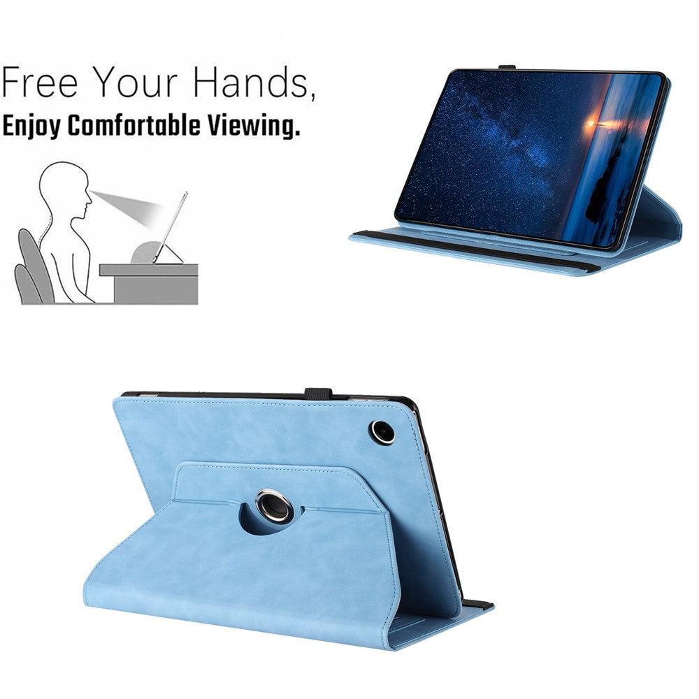 For-Samsung-Galaxy-Tab-A11+-/-A9+-Case-Rotating-Stand-Solid-Color-PU-Leather-Tablet-Cover-Sky-Blue