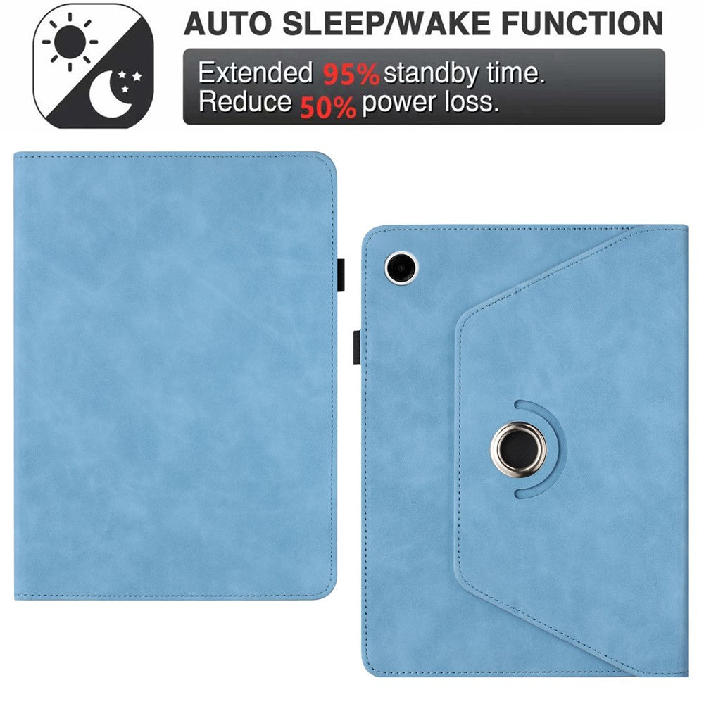 For-Samsung-Galaxy-Tab-A11+-/-A9+-Case-Rotating-Stand-Solid-Color-PU-Leather-Tablet-Cover-Sky-Blue