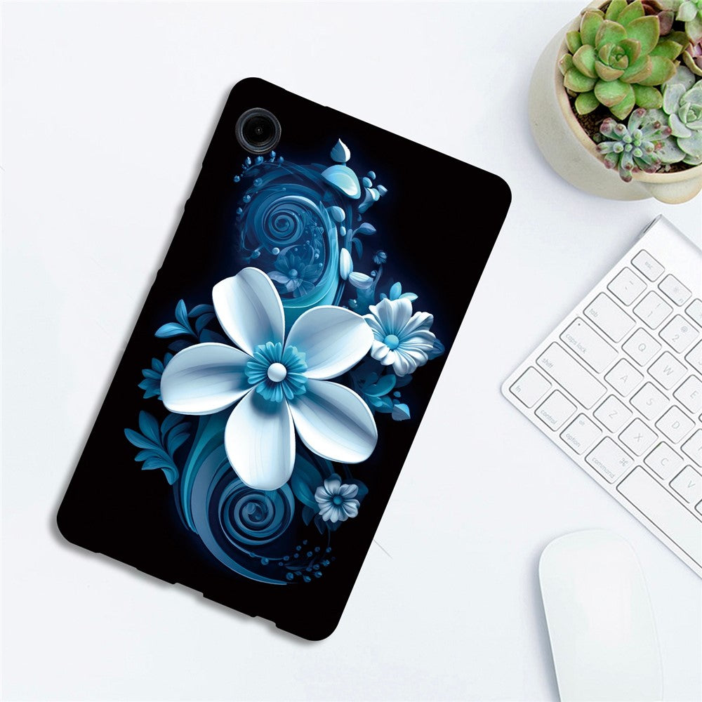 For-Samsung-Galaxy-Tab-A11-/-A9-Case-Pattern-Printing-Slim-Soft-TPU-Tablet-Cover-Black-Orchid