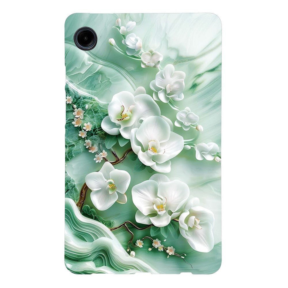 For-Samsung-Galaxy-Tab-A11-/-A9-Case-Pattern-Printing-Slim-Soft-TPU-Tablet-Cover-Jade-Flower