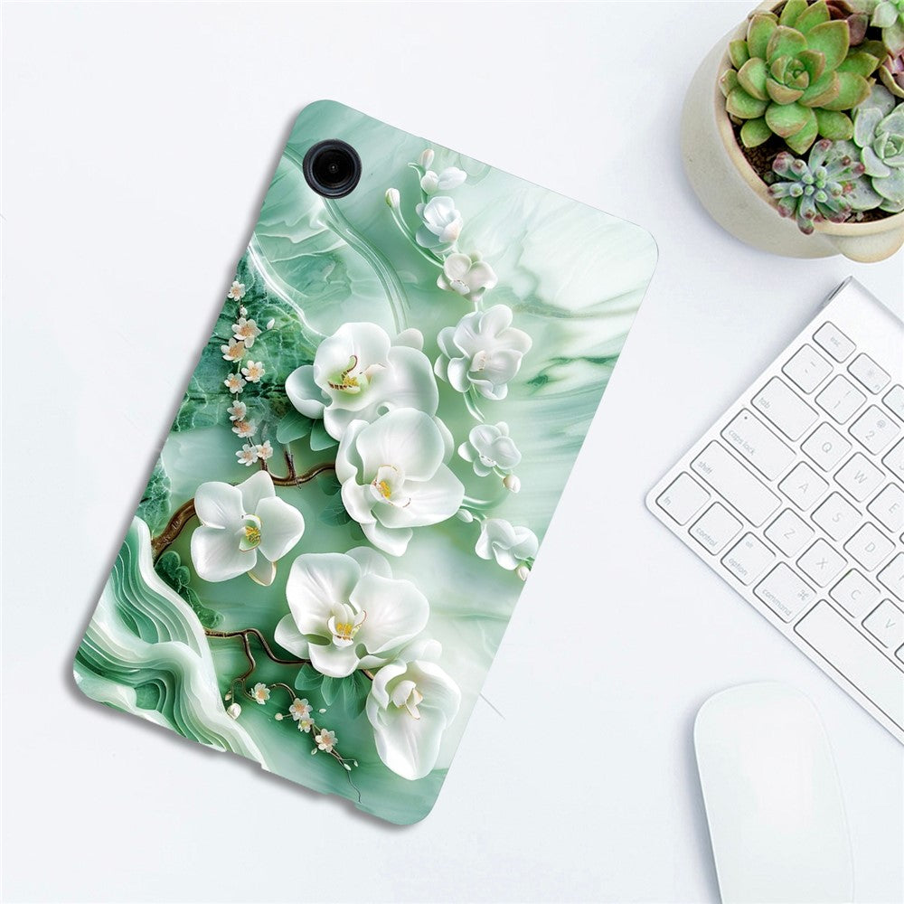 For-Samsung-Galaxy-Tab-A11-/-A9-Case-Pattern-Printing-Slim-Soft-TPU-Tablet-Cover-Jade-Flower
