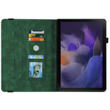 For-Samsung-Galaxy-Tab-A11-/-A9-Case-Butterfly-Flower-Imprint-PU-Leather-Tablet-Cover-with-Card-Slots-Green