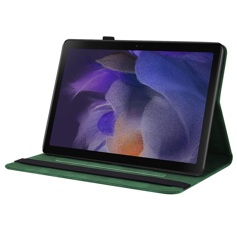 For-Samsung-Galaxy-Tab-A11-/-A9-Case-Butterfly-Flower-Imprint-PU-Leather-Tablet-Cover-with-Card-Slots-Green