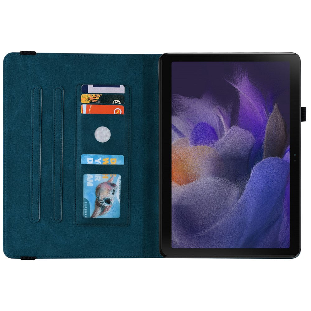 For-Samsung-Galaxy-Tab-A11-/-A9-Case-Butterfly-Flower-Imprint-PU-Leather-Tablet-Cover-with-Card-Slots-Blue