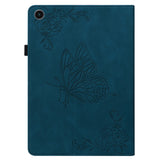 For-Samsung-Galaxy-Tab-A11-/-A9-Case-Butterfly-Flower-Imprint-PU-Leather-Tablet-Cover-with-Card-Slots-Blue