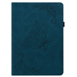 For-Samsung-Galaxy-Tab-A11-/-A9-Case-Butterfly-Flower-Imprint-PU-Leather-Tablet-Cover-with-Card-Slots-Blue