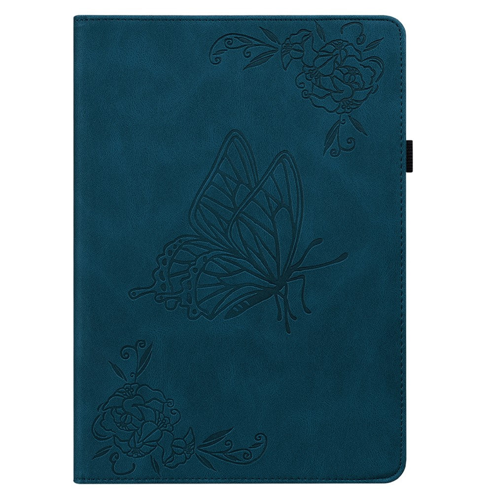 For-Samsung-Galaxy-Tab-A11-/-A9-Case-Butterfly-Flower-Imprint-PU-Leather-Tablet-Cover-with-Card-Slots-Blue