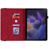 For-Samsung-Galaxy-Tab-A11-/-A9-Case-Butterfly-Flower-Imprint-PU-Leather-Tablet-Cover-with-Card-Slots-Red