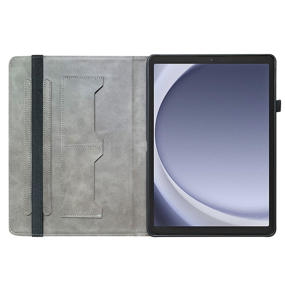 For-Samsung-Galaxy-Tab-A11-/-A9-Leather-Case-Pattern-Printed-Stand-Tablet-Cover-with-Card-Slots-Black-Orchid