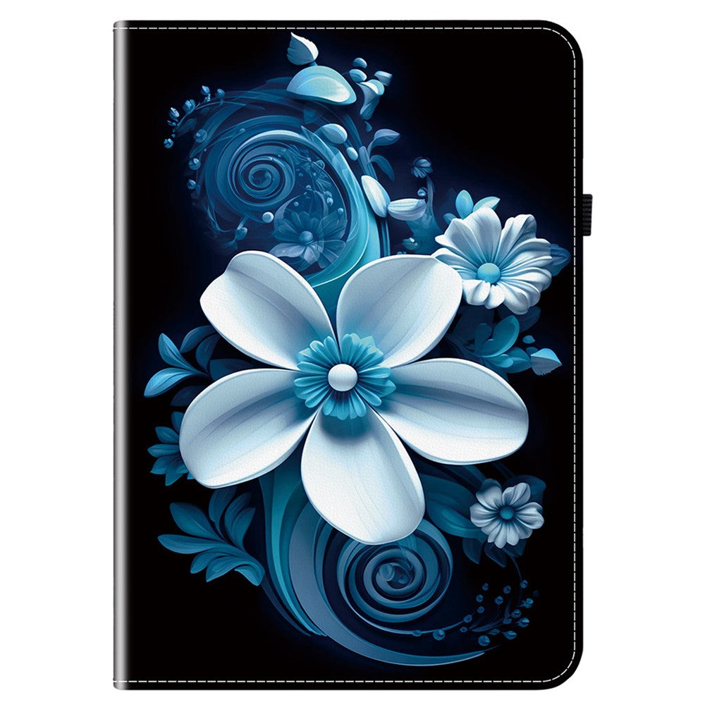 For-Samsung-Galaxy-Tab-A11-/-A9-Leather-Case-Pattern-Printed-Stand-Tablet-Cover-with-Card-Slots-Black-Orchid
