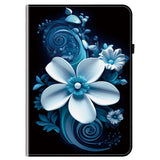 For-Samsung-Galaxy-Tab-A11-/-A9-Leather-Case-Pattern-Printed-Stand-Tablet-Cover-with-Card-Slots-Black-Orchid