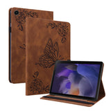 For-Samsung-Galaxy-Tab-A11+-Case-Butterfly-Flower-Imprint-PU-Leather-Tablet-Cover-with-Card-Slots-Brown