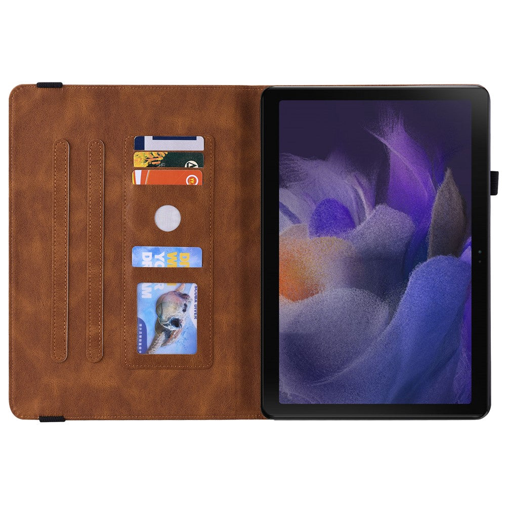 For-Samsung-Galaxy-Tab-A11+-Case-Butterfly-Flower-Imprint-PU-Leather-Tablet-Cover-with-Card-Slots-Brown