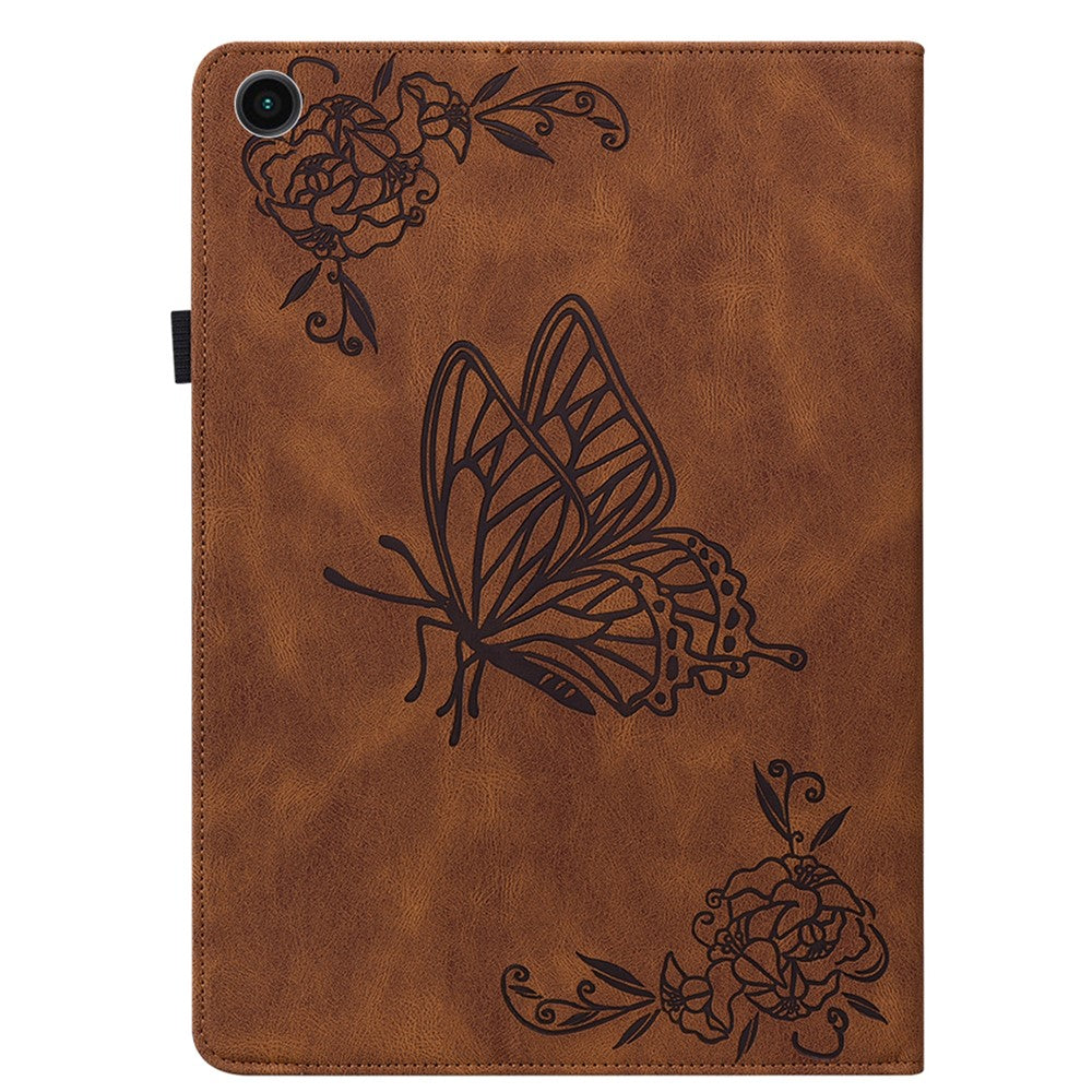 For-Samsung-Galaxy-Tab-A11+-Case-Butterfly-Flower-Imprint-PU-Leather-Tablet-Cover-with-Card-Slots-Brown