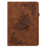For-Samsung-Galaxy-Tab-A11+-Case-Butterfly-Flower-Imprint-PU-Leather-Tablet-Cover-with-Card-Slots-Brown