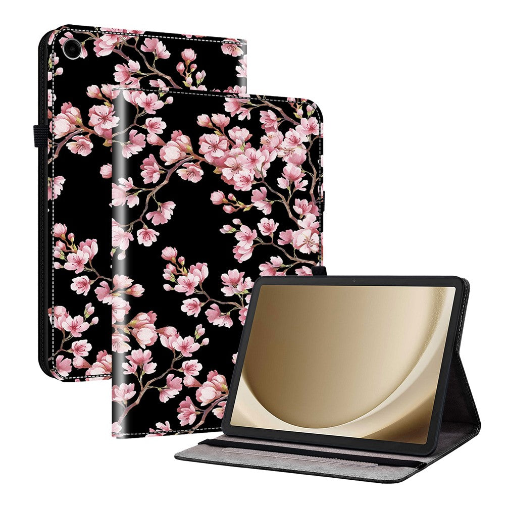For-Samsung-Galaxy-Tab-A11+-Leather-Case-Pattern-Printed-Stand-Tablet-Cover-with-Card-Slots-Plum-Blossom