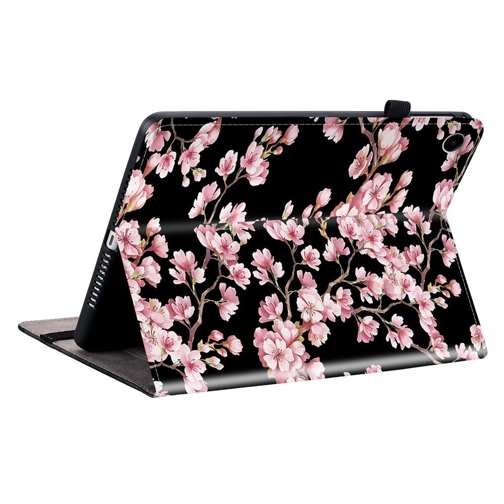For-Samsung-Galaxy-Tab-A11+-Leather-Case-Pattern-Printed-Stand-Tablet-Cover-with-Card-Slots-Plum-Blossom
