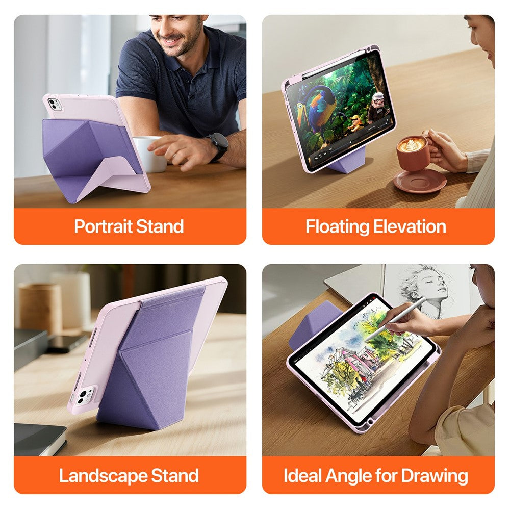 DUX-DUCIS-Vers-Series-For-iPad-Pro-11-(2024)-Tablet-Case-Multi-function-Folding-Stand-Leather-Cover-Pink