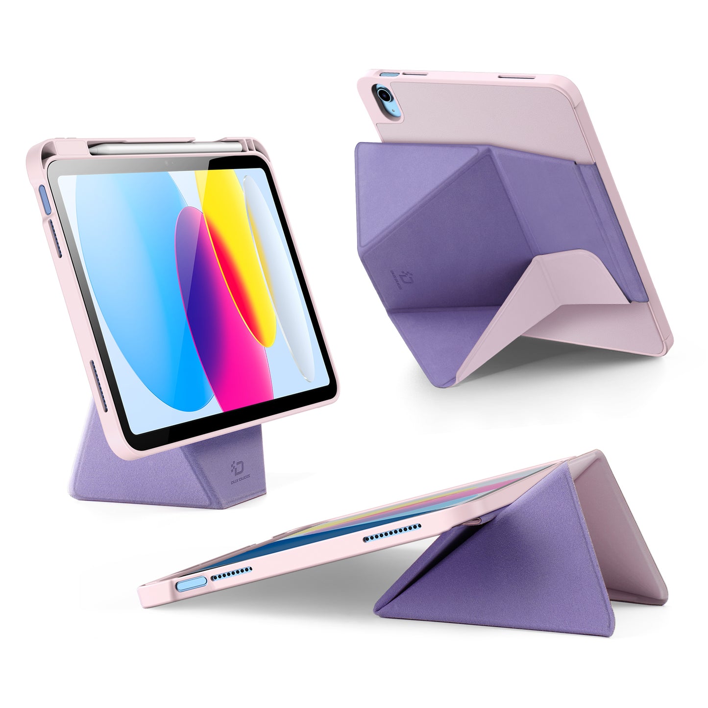 For-iPad-(2025)-/-iPad-10.9-(2022)-Tablet-Case-DUX-DUCIS-Vers-Series-Multi-function-Folding-Stand-Leather-Cover-Pink