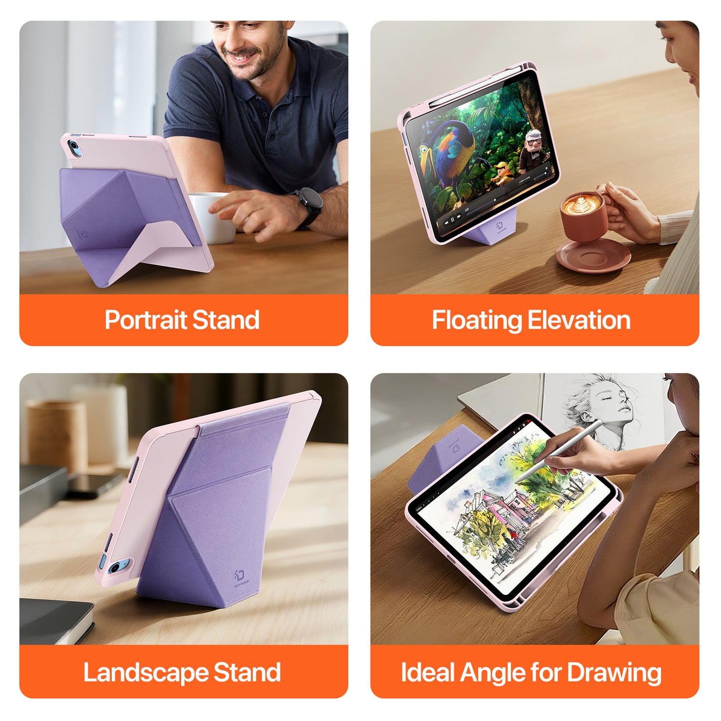 For-iPad-(2025)-/-iPad-10.9-(2022)-Tablet-Case-DUX-DUCIS-Vers-Series-Multi-function-Folding-Stand-Leather-Cover-Pink