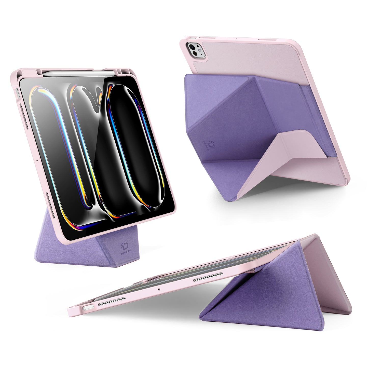 For-iPad-Pro-13-(2024)-Tablet-Case-DUX-DUCIS-Vers-Series-Multi-function-Folding-Stand-Leather-Cover-Pink