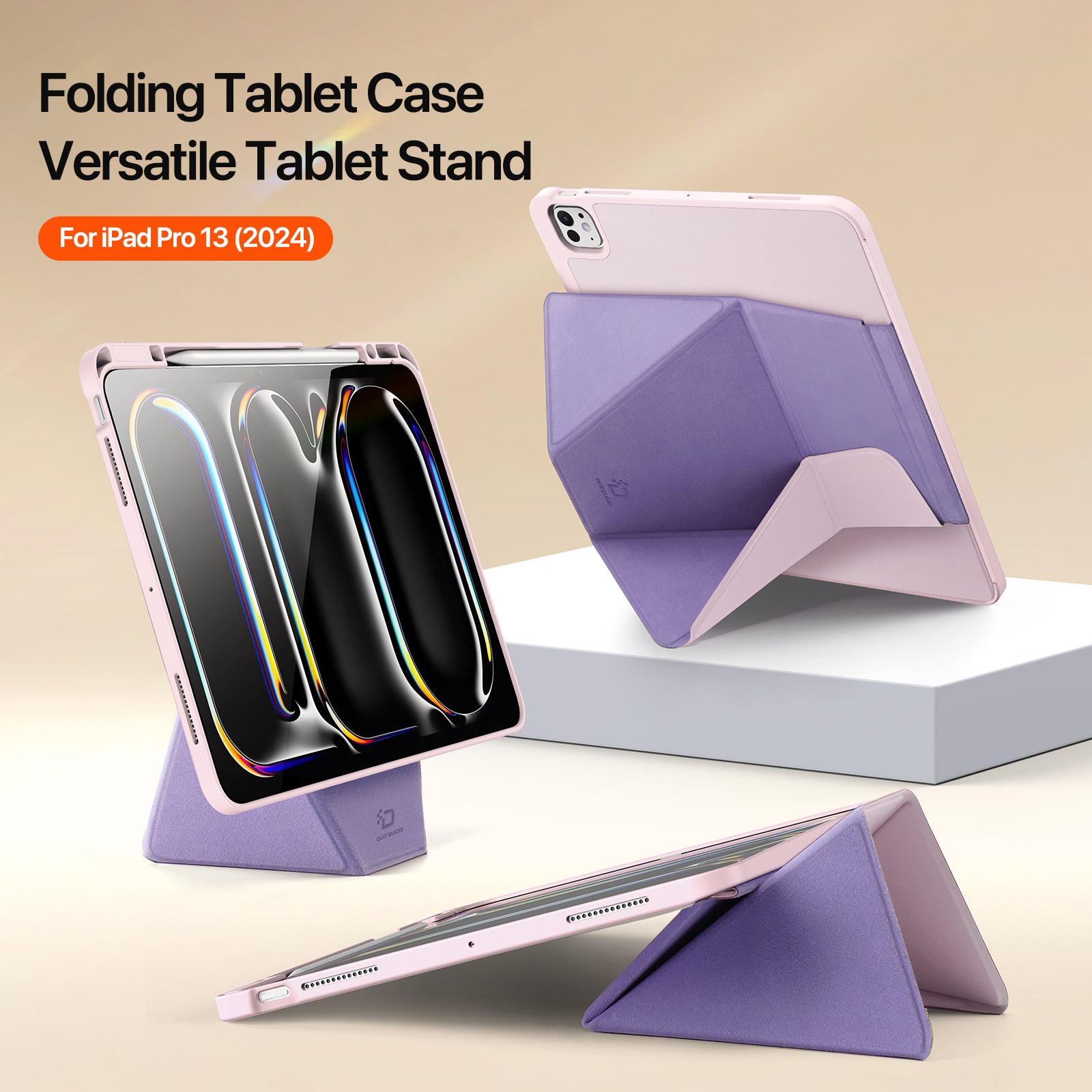 For-iPad-Pro-13-(2024)-Tablet-Case-DUX-DUCIS-Vers-Series-Multi-function-Folding-Stand-Leather-Cover-Pink