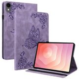 For-Samsung-Galaxy-Tab-S11-Case-Butterfly-Flower-Imprint-PU-Leather-Tablet-Cover-with-Card-Slots-Purple
