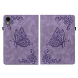 For-Samsung-Galaxy-Tab-S11-Case-Butterfly-Flower-Imprint-PU-Leather-Tablet-Cover-with-Card-Slots-Purple