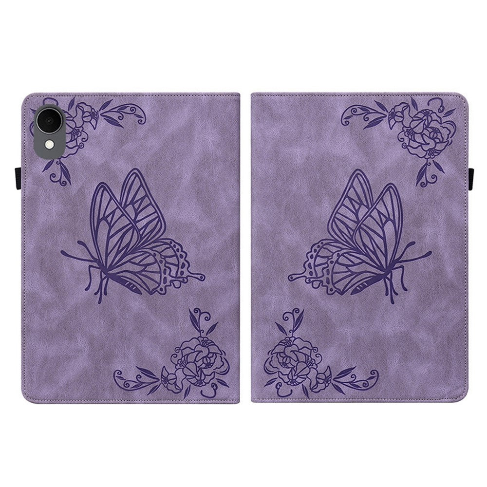For-Samsung-Galaxy-Tab-S11-Case-Butterfly-Flower-Imprint-PU-Leather-Tablet-Cover-with-Card-Slots-Purple