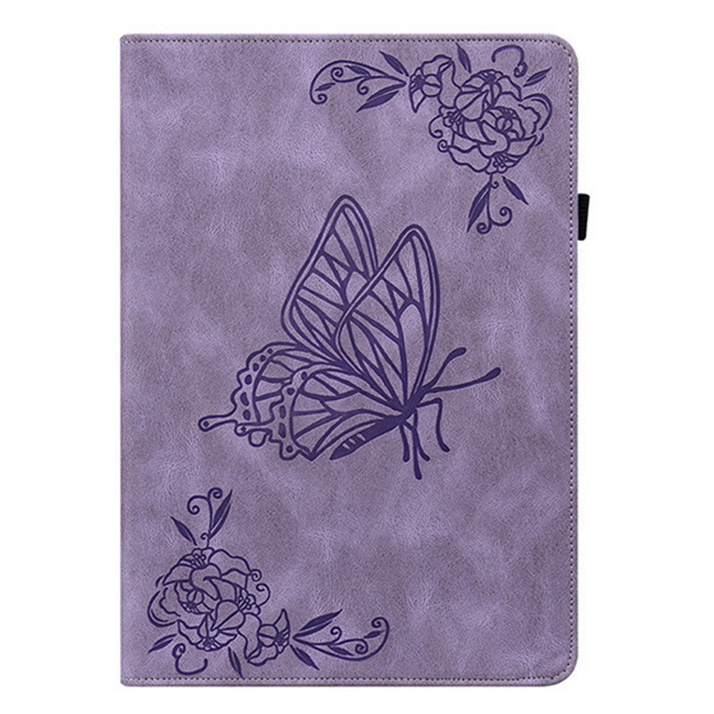 For-Samsung-Galaxy-Tab-S11-Case-Butterfly-Flower-Imprint-PU-Leather-Tablet-Cover-with-Card-Slots-Purple