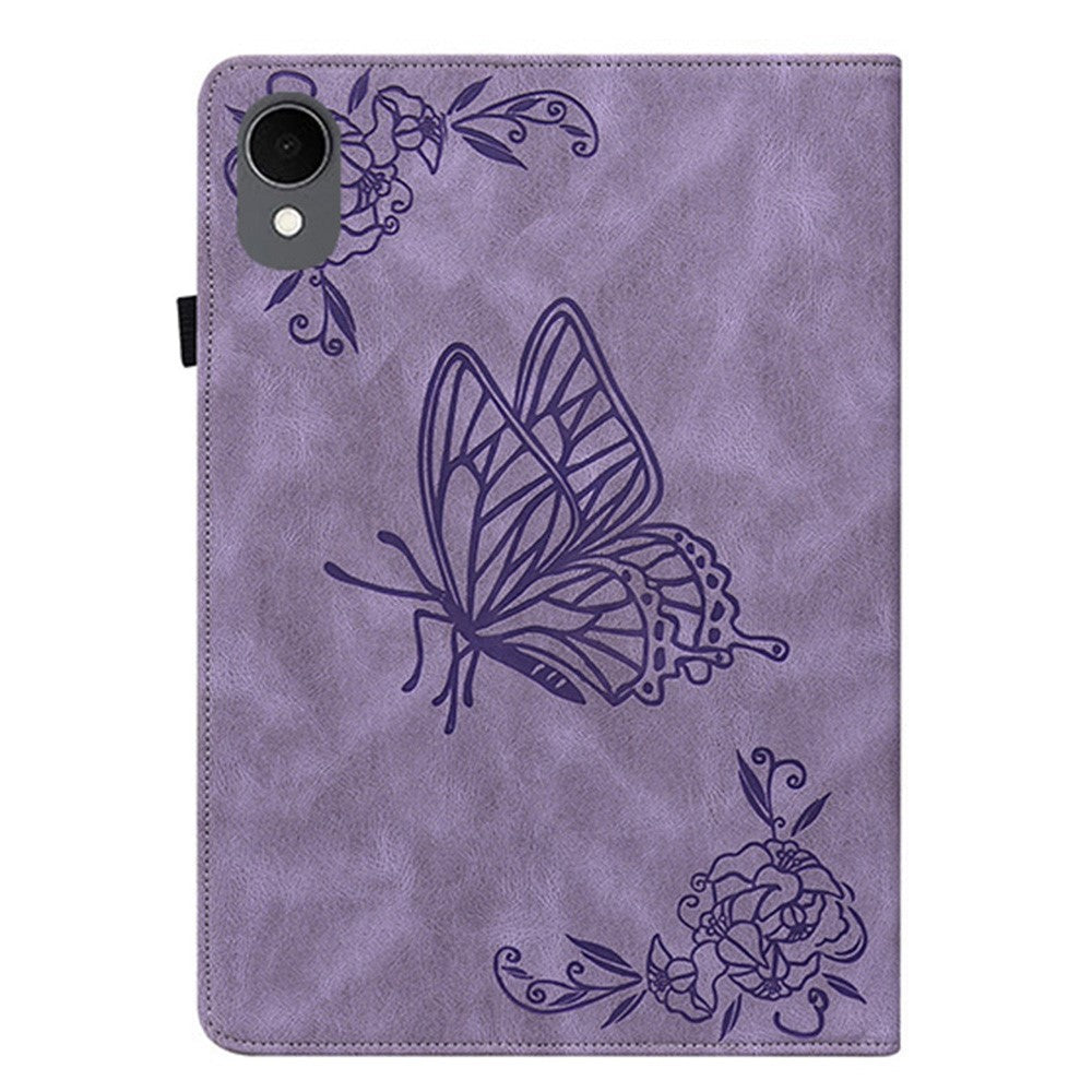 For-Samsung-Galaxy-Tab-S11-Case-Butterfly-Flower-Imprint-PU-Leather-Tablet-Cover-with-Card-Slots-Purple
