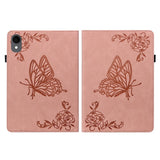 For-Samsung-Galaxy-Tab-S11-Case-Butterfly-Flower-Imprint-PU-Leather-Tablet-Cover-with-Card-Slots-Pink