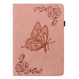 For-Samsung-Galaxy-Tab-S11-Case-Butterfly-Flower-Imprint-PU-Leather-Tablet-Cover-with-Card-Slots-Pink