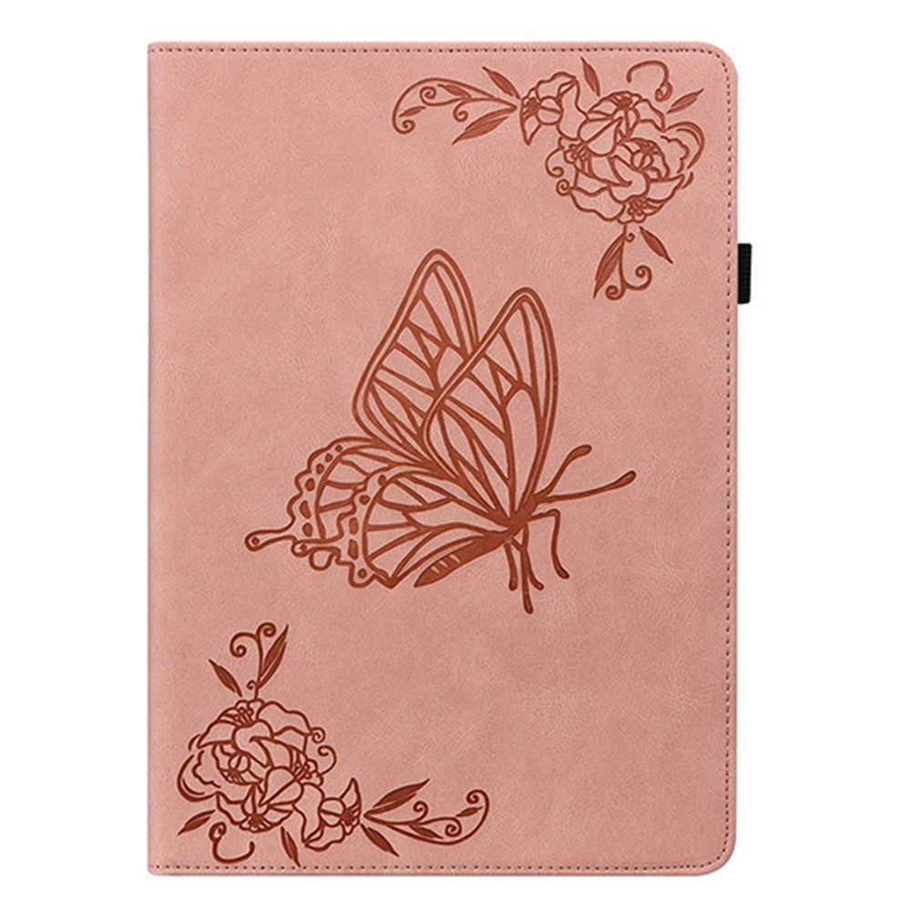For-Samsung-Galaxy-Tab-S11-Case-Butterfly-Flower-Imprint-PU-Leather-Tablet-Cover-with-Card-Slots-Pink