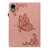 For-Samsung-Galaxy-Tab-S11-Case-Butterfly-Flower-Imprint-PU-Leather-Tablet-Cover-with-Card-Slots-Pink