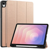 For-Samsung-Galaxy-Tab-S11-Stand-Case-Shock-Absorbent-Leather-Tablet-Cover-with-Pen-Slot-Rose-Gold