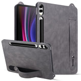 For-Samsung-Galaxy-Tab-S11-Ultra-Case-Hand-Strap-Kickstand-Leather-Tablet-Cover-Grey