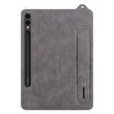 For-Samsung-Galaxy-Tab-S11-Ultra-Case-Hand-Strap-Kickstand-Leather-Tablet-Cover-Grey