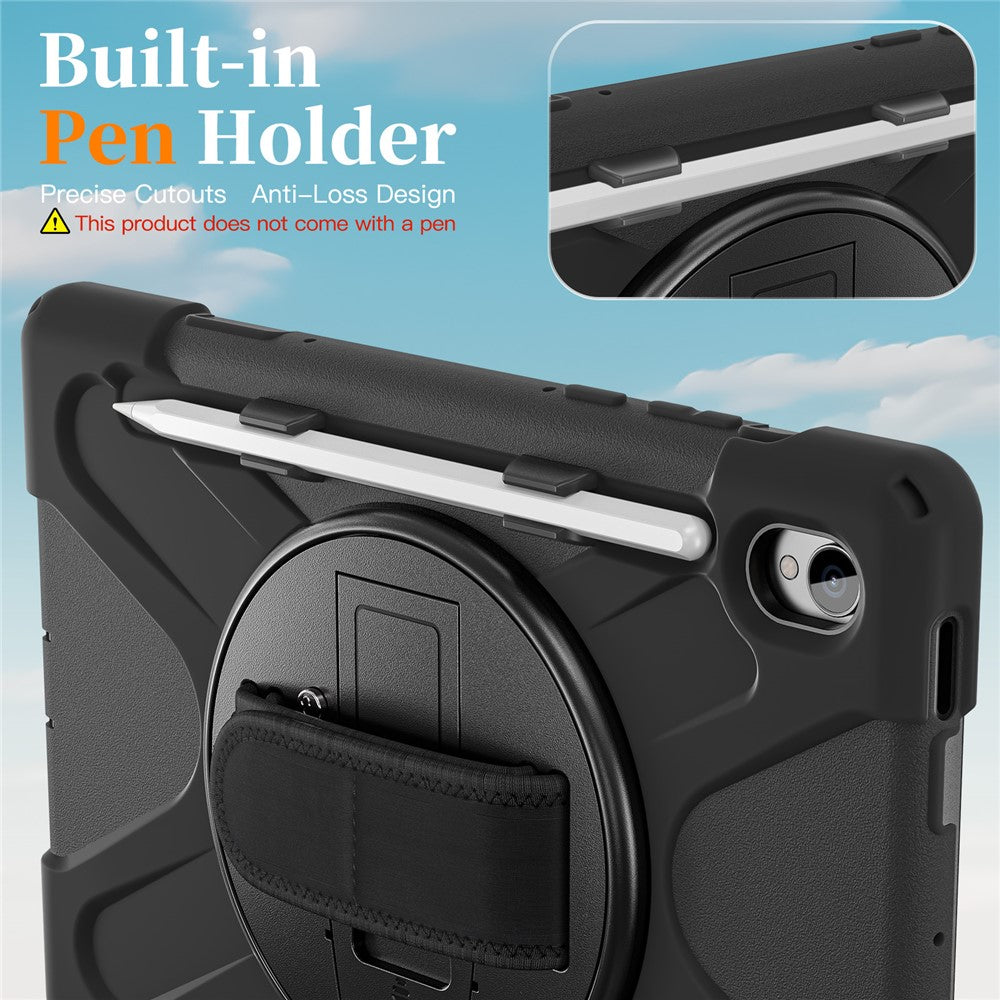 For-Samsung-Galaxy-Tab-S11-Case-TPU-+-PC-+-Silicone-Kickstand-Anti-Drop-Tablet-Cover-Black