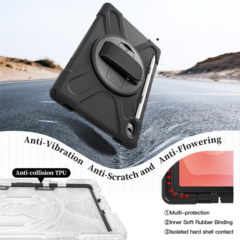 For-Samsung-Galaxy-Tab-S11-Case-TPU-+-PC-+-Silicone-Kickstand-Anti-Drop-Tablet-Cover-Black