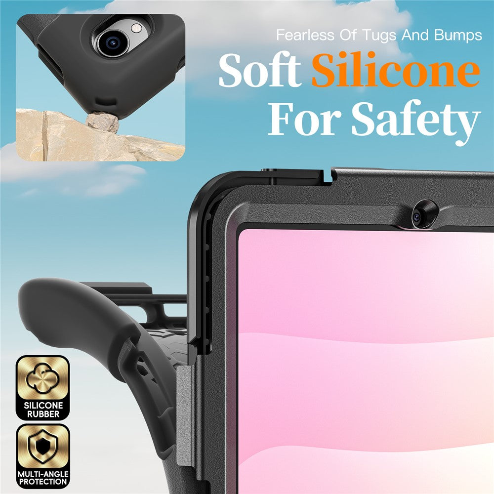 For-Samsung-Galaxy-Tab-S11-Case-TPU-+-PC-+-Silicone-Kickstand-Anti-Drop-Tablet-Cover-Black