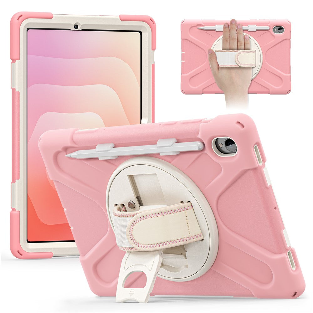 For-Samsung-Galaxy-Tab-S11-Case-TPU-+-PC-+-Silicone-Kickstand-Anti-Drop-Tablet-Cover-Pink