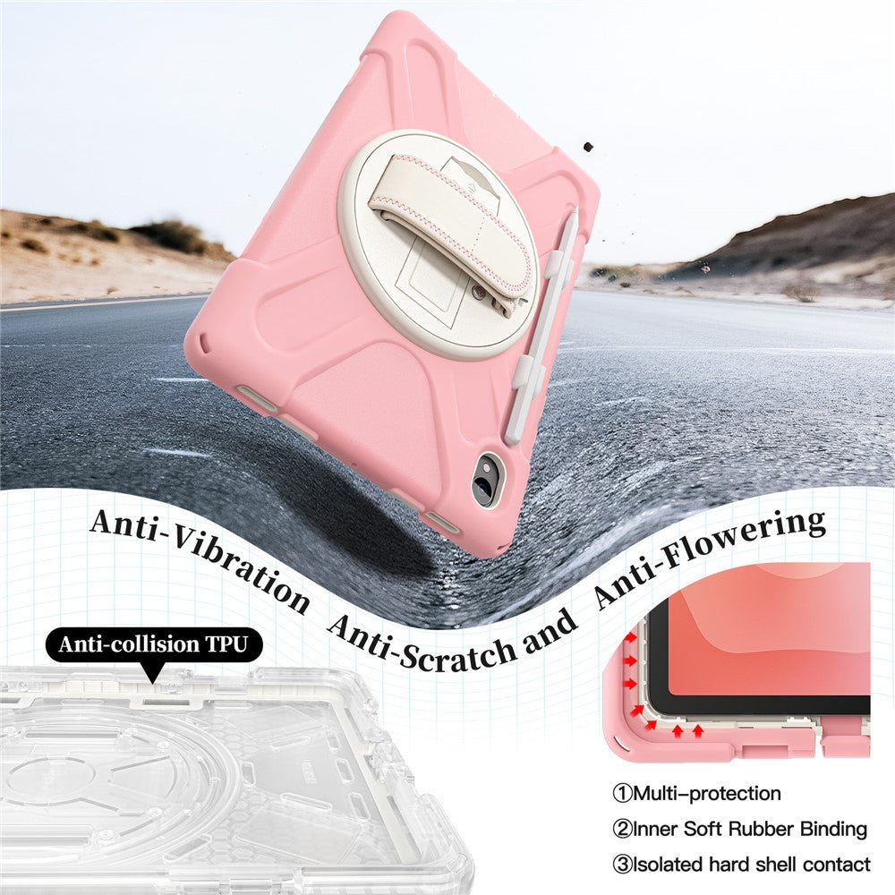 For-Samsung-Galaxy-Tab-S11-Case-TPU-+-PC-+-Silicone-Kickstand-Anti-Drop-Tablet-Cover-Pink