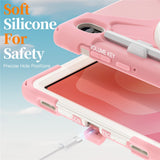 For-Samsung-Galaxy-Tab-S11-Case-TPU-+-PC-+-Silicone-Kickstand-Anti-Drop-Tablet-Cover-Pink